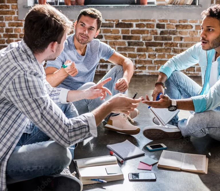 Group of young men in a counseling session