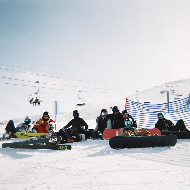 Milestone team snowboarding activity
